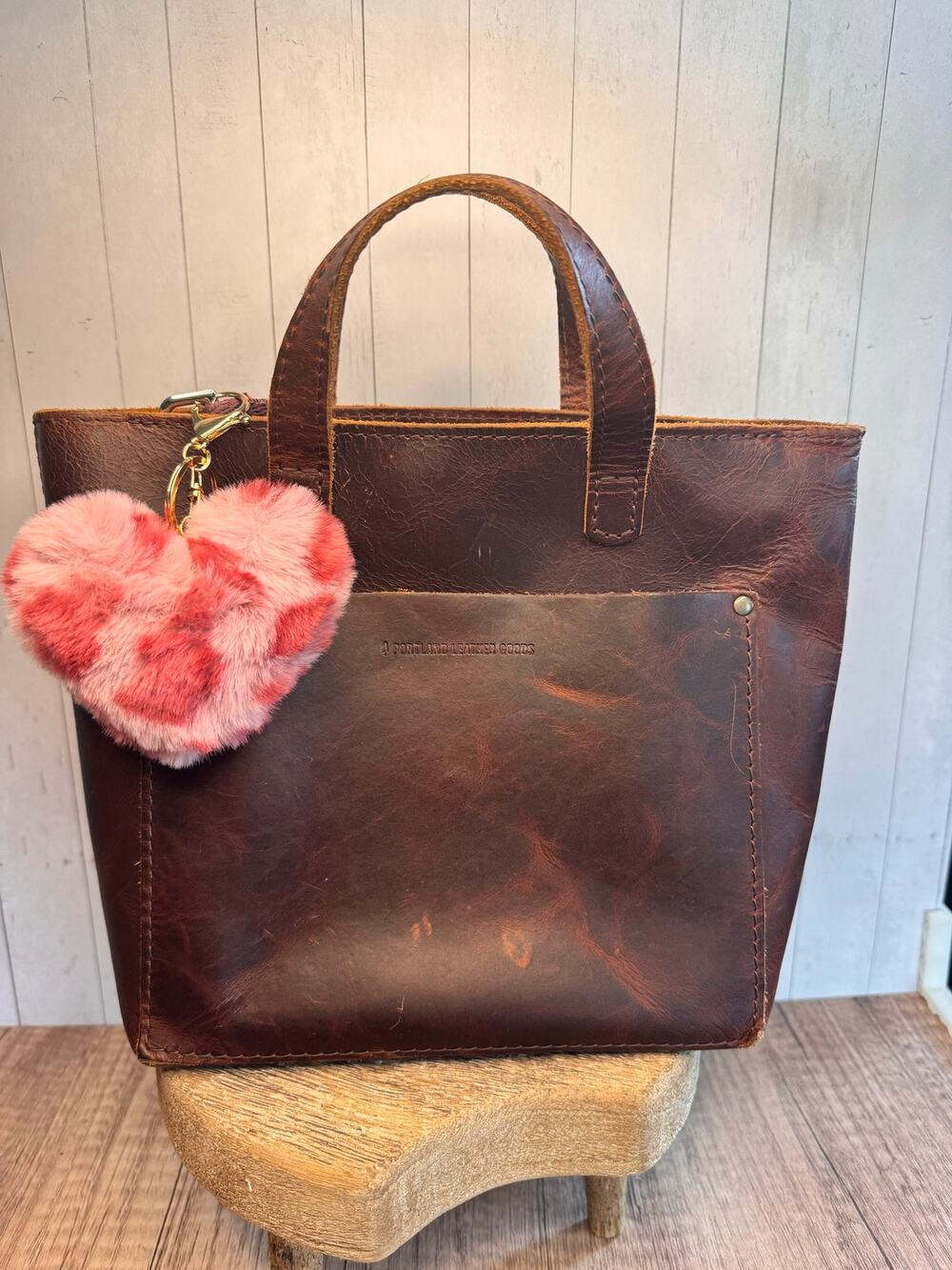 Pink Cheetah Print Fuzzy Heart Animal Print Bag Charm Purse Charm NEW!